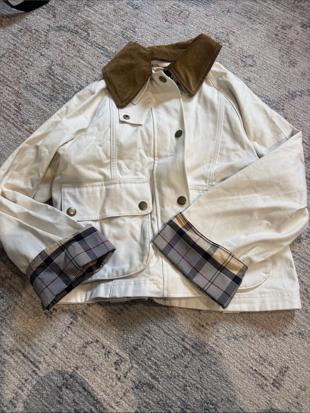 Barbour nwt cropped beadnell Cream Field Jacket with Contrast Collar
